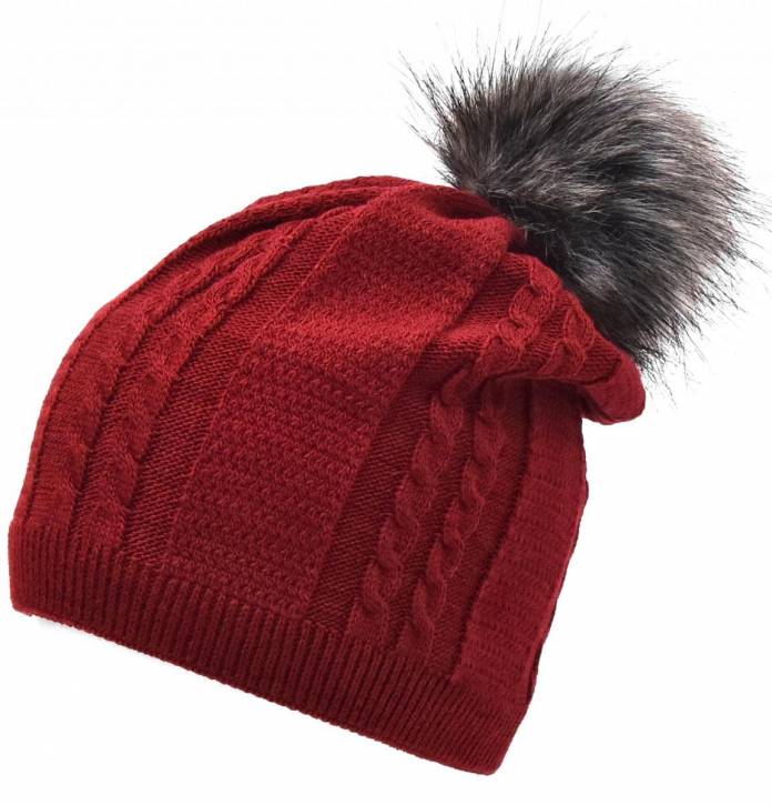 3er pack hat with pompon 308001-LMB-RED