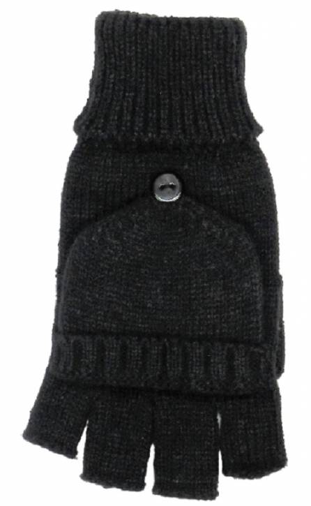 Men's short finger gloves, hooded gloves, gloves, winter gloves, Black - 6 pairs