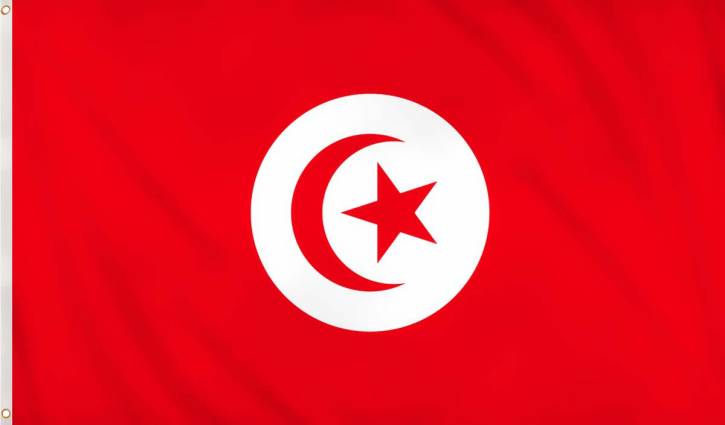 Large country flag Tunisia with eyelets for indoor and outdoor use