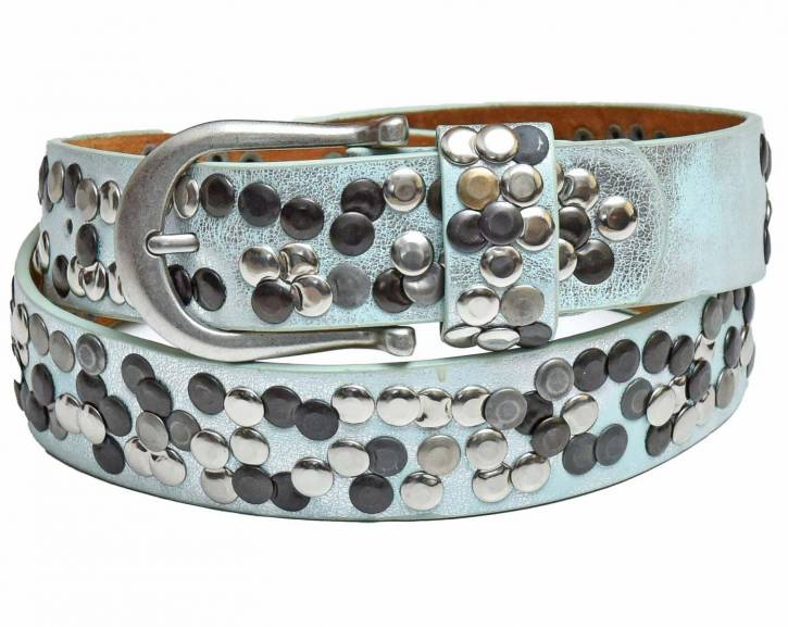 Studded belt - Leather / PU - 12 pieces mixed lengths