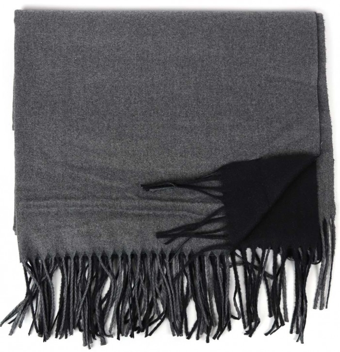 Doppelseitiger Schal aus Kaschmir, Viscose und Leinen FA78089-87-BLACK-GREY