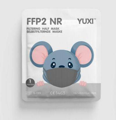 YUXI Kids FFP2 Mask Gray - 10 Pieces