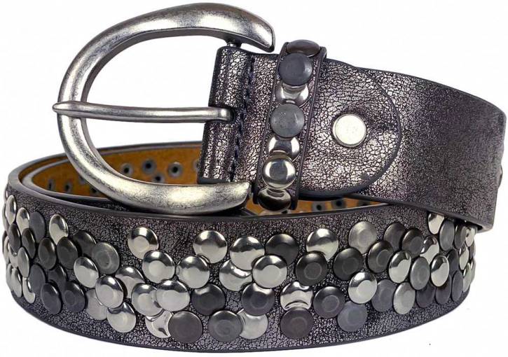 Studded belt - synthetic leather - Brown - 6 pieces mixed lengths