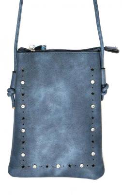 Umhängetasche Tasche mit Handyfach und Steine - Blau