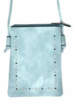 Umhängetasche Tasche mit Handyfach und Steine - Hellblau