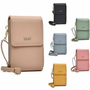 Eslee Smartphone Umhängetasche Handtasche PU-Leder Geldbörse Damen Handytasche Handy Schultertasche für Smartphones unter 7 Zoll - 6er Set verschiede Farben sortiert