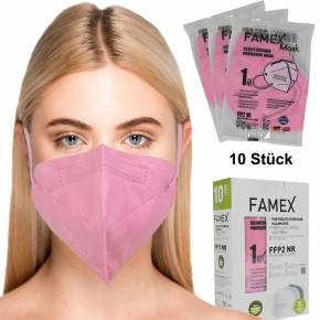 FFP2-Maske Atemschutzmaske Mundschutz Rosa 10 Stück einzelverpackt zertifiziert