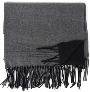 Doppelseitiger Schal aus Kaschmir, Viscose und Leinen FA-78089-87-BLACK-GREY