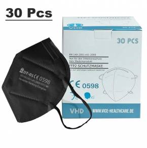 Vice FFP2-Maske Atemschutzmaske Mundschutz Schwarz 30 Stück einzelverpackt zertifiziert