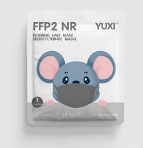 YUXI Kinder FFP2 Maske Grau - 10 Stück