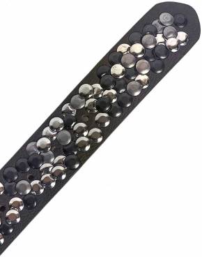 Studded belt - synthetic leather - Brown - 6 pieces mixed lengths