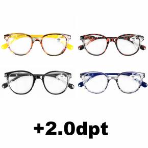 Lesebrillen in verschiedene Farben - Reading Glasses - 4 Stück - Stärke +2.0