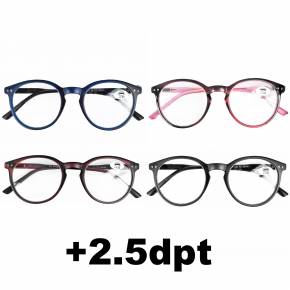 Lesebrillen in verschiedene Farben - Reading Glasses - 4 Stück - Stärke +2.5