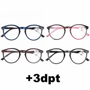Lesebrillen in verschiedene Farben - Reading Glasses - 4 Stück - Stärke +3