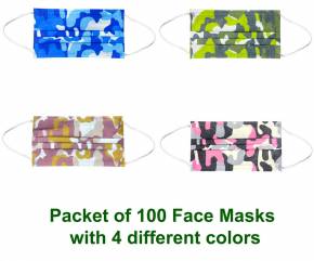 100 Stück 3-lagige Vlies Einwegmasken mit 4 verschiedene Motive