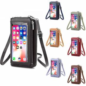Handy Umhängetasche Handtasche PU-Leder RFID Schutz Geldbörse Damen Handytasche mit Touchscreen Handy Schultertasche für Smartphones unter 7 Zoll - Set mit 5 Farben sortiert